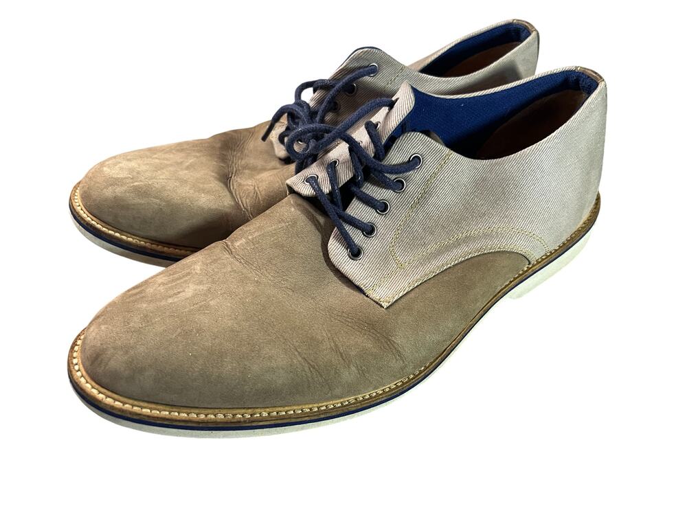 1901 lace-up oxfords gray suede canvas mens dress shoes 11M